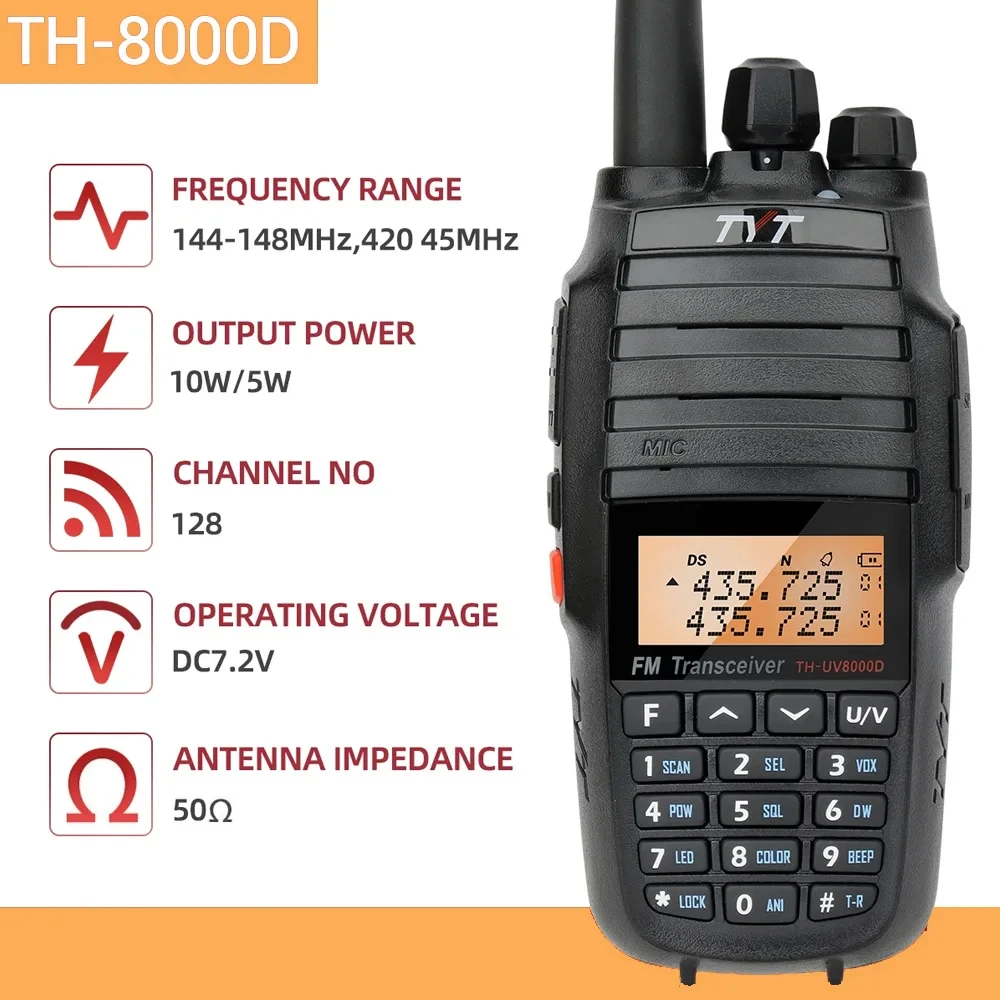 Tyt Th-Uv8000D 長距離トランシーバー リピーター 10W デュアルバンド VHF 136-174MHz UHF 400-520MHz アマチュア無線 FM ワイヤレスセット キャンプ用
