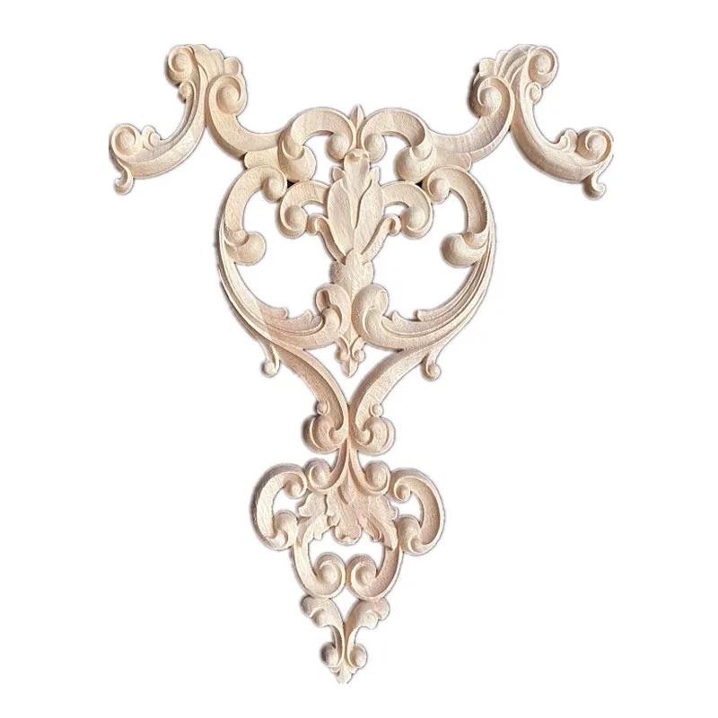 Carving Natural Wood Appliques for Furniture Cabinet Unpainted Wooden Mouldings Decal Vintage Home Decor Wood Veneer