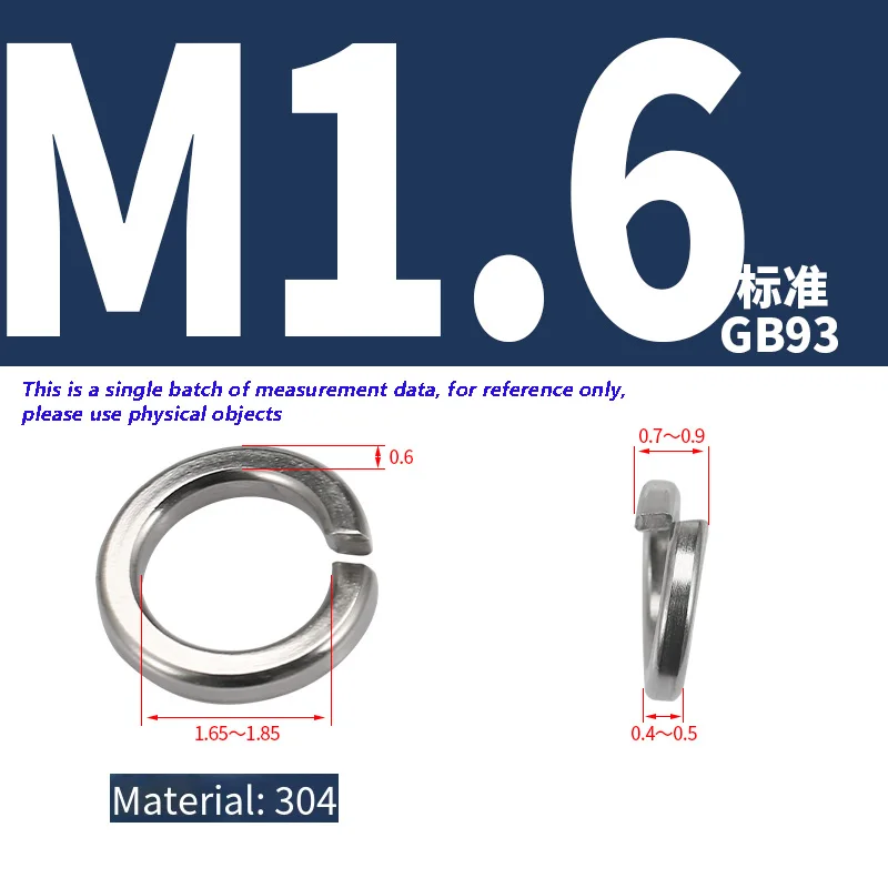 304/316 Stainless Steel Split Spring Lock Washer locking Elastic Gasket M1.6 M2 M2.5 M3 M4 M5 M6 M8 M10 M12 M16 M20-M30 GB93