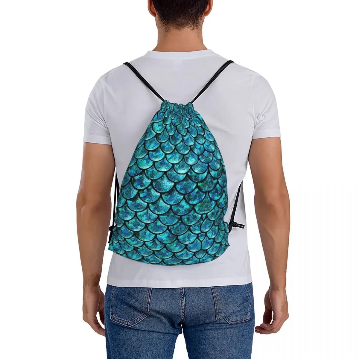 Mochilas de escamas de sirena, bolsas portátiles con cordón, paquete de cordón, bolsa de artículos diversos, bolsa de libros para la escuela de viajes, moda