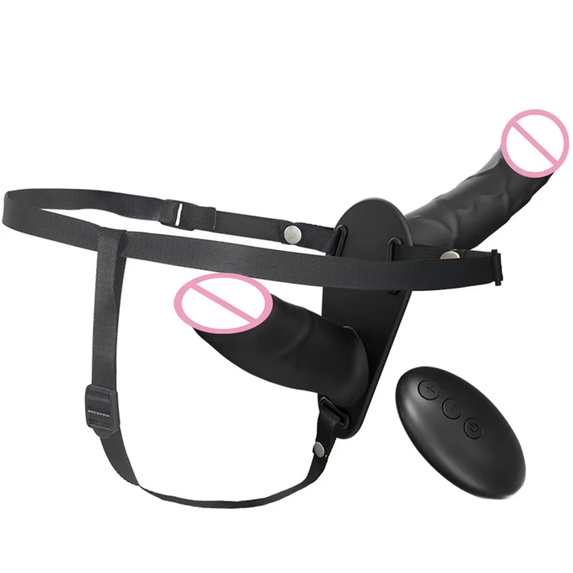 Double Head Artificial Penis Wearable Electric Strapon Vibrator For Lesbian Vibrating Sex Toys Strap On Belt Dildos For Girl