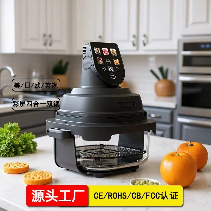 Smart Color Screen Air Fryer, Visible Glass Window Household Multifunctional Baking Cooker