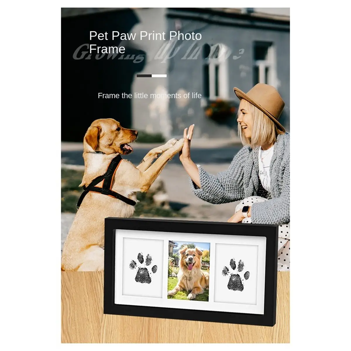 Time Saving  Print Frame Kit,Dog/Cat Print Kit,Soft Print Clay Clean Touch Ink Pad,Pet Print Impression Kit Black