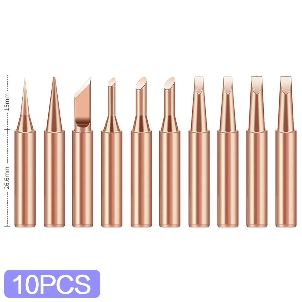 STONEGO 5PCS/10PCS Soldering Iron Pure Copper Soldering Iron Head Inside Hot Bare Copper Electric Soldering Iron Tip