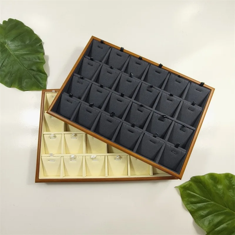 

Necklace Tray Solid Wood Necklaces Trays Exquisite Soft Jewelry Tray Luxury Women Compartment Jewellery Organizer Display Trays