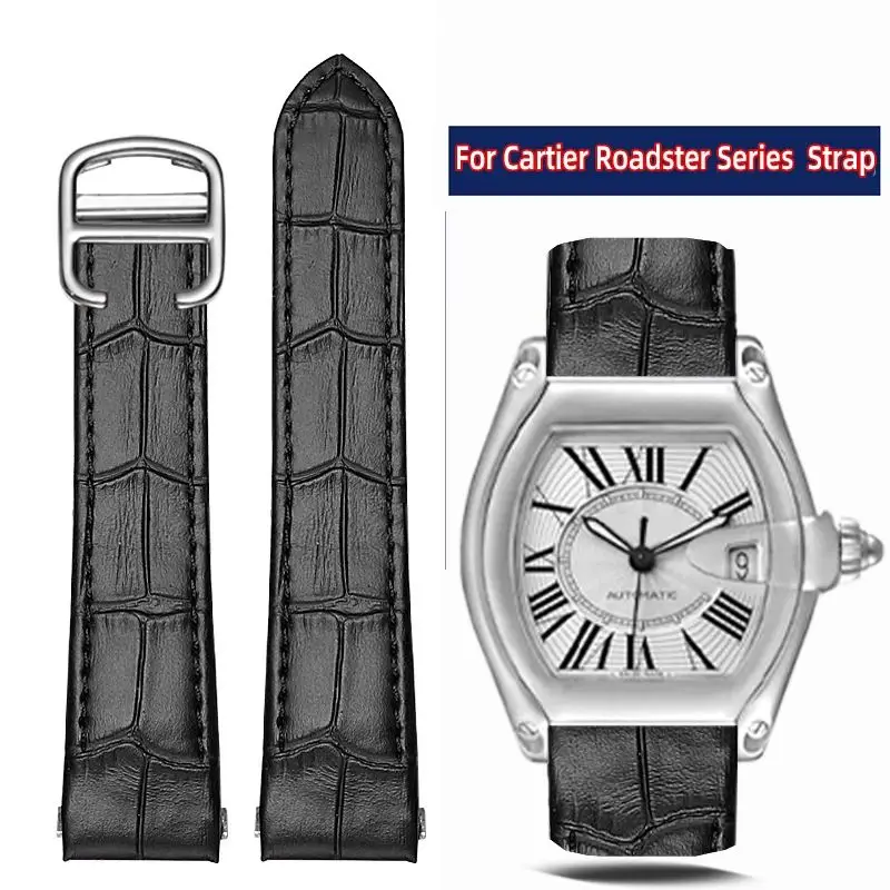 Quick release interface Leather watch strap For Cartier ROADSTER w6206018 w6206017 Men\'s nylon watchband Special  19mm wristband