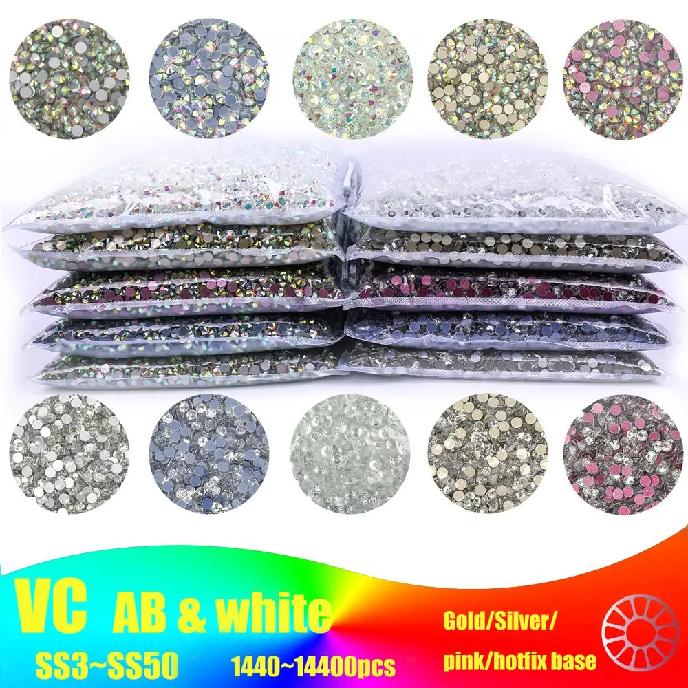 

SS3-SS30 Big Bag Glitter Non hotfix FlatBack Wholesale Top Quality Better DMC Crystal AB Glass Strass Iron On Hotfix Rhinestones