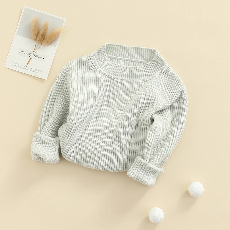 Winter Unisex Baby Toddler Boy Girl Pullover Sweater Long Sleeve Solid Warm Oversized Knit Sweater Kids