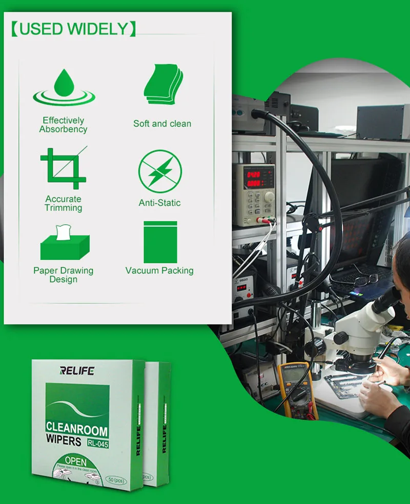 Relife RL-045 Anti-static Cleanroom Wipers Dust-Free Wipe Cloth Phone Screen Motherboard Electronic Parts Cleaning Cloth Wiper