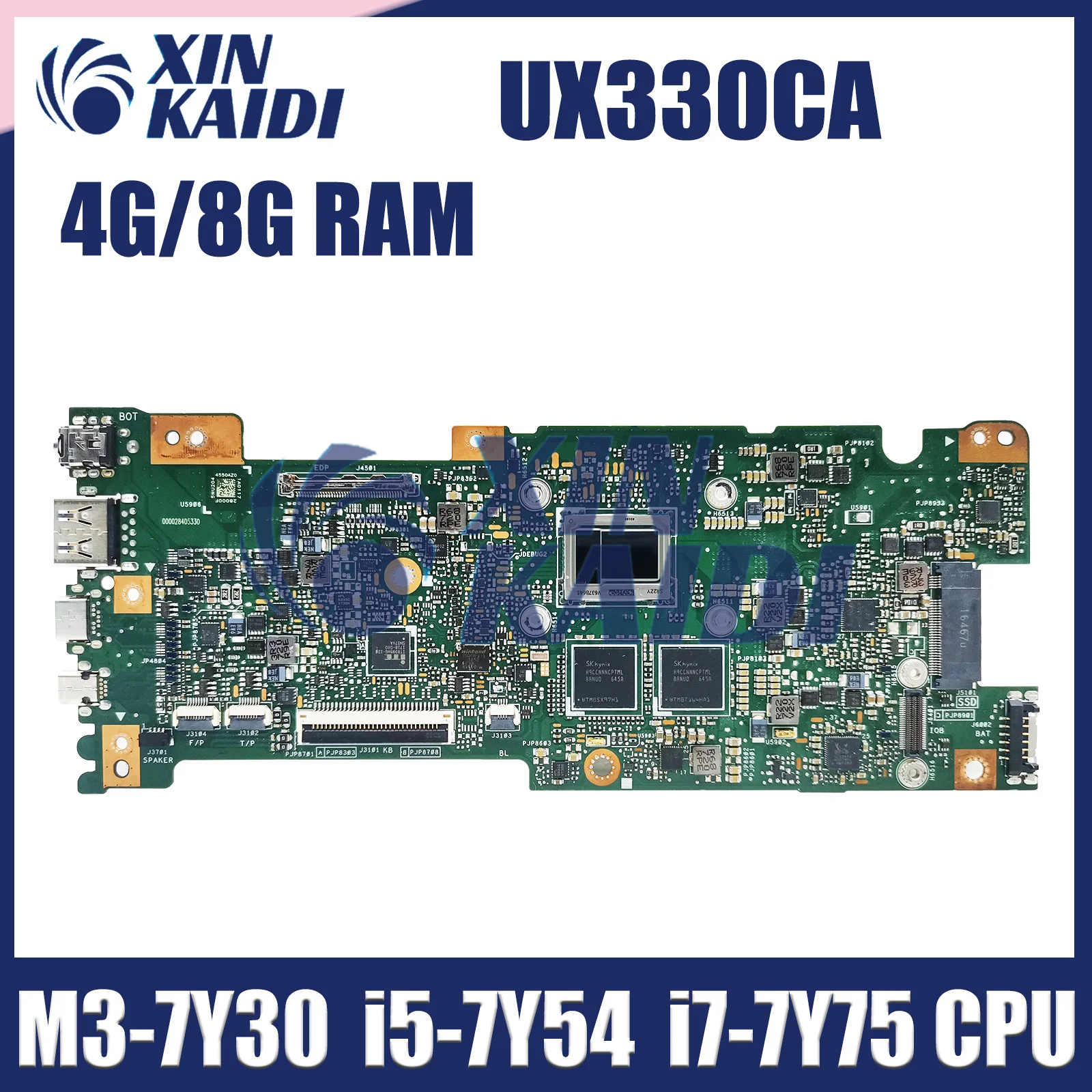 Laptop Motherboard For ASUS ZenBook UX330C UX330CA UX330CAK Computer Mainboard M3-7Y30 I5-7Y54 I7-7Y75 4G 8G-RAM