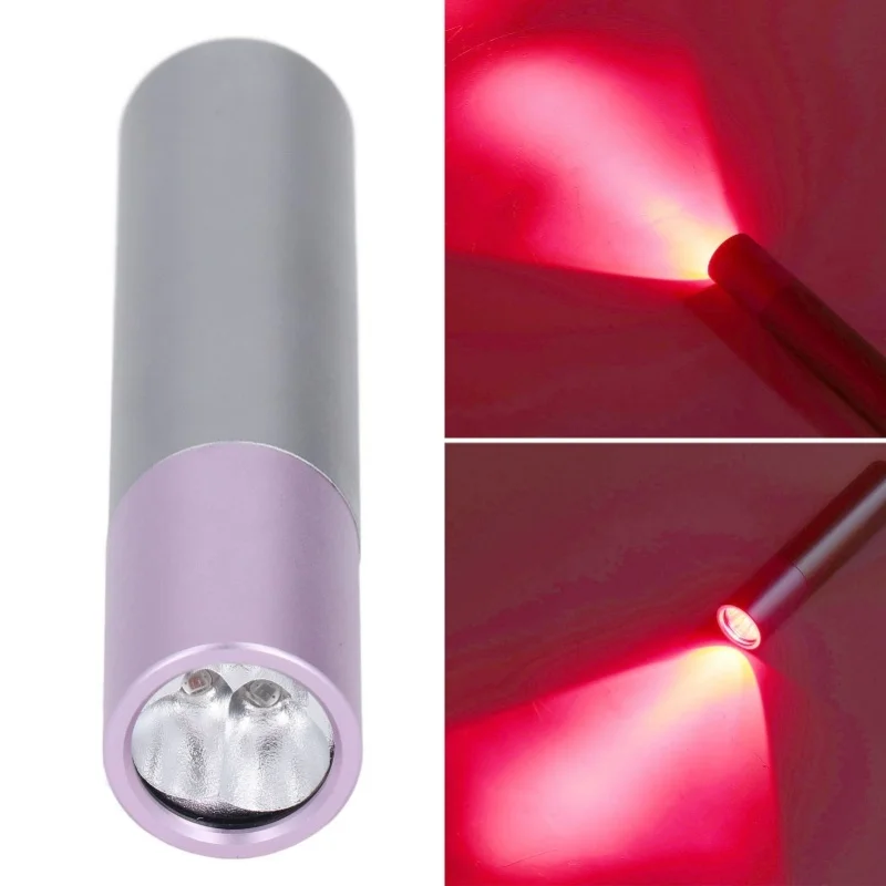 ไฟฉายแสงอินฟราเรดใกล้เคียง 630 660 850 นาโนเมตร ฝาครอบสีม่วง ไฟ LED สีแดง อุปกรณ์ไฟฉาย