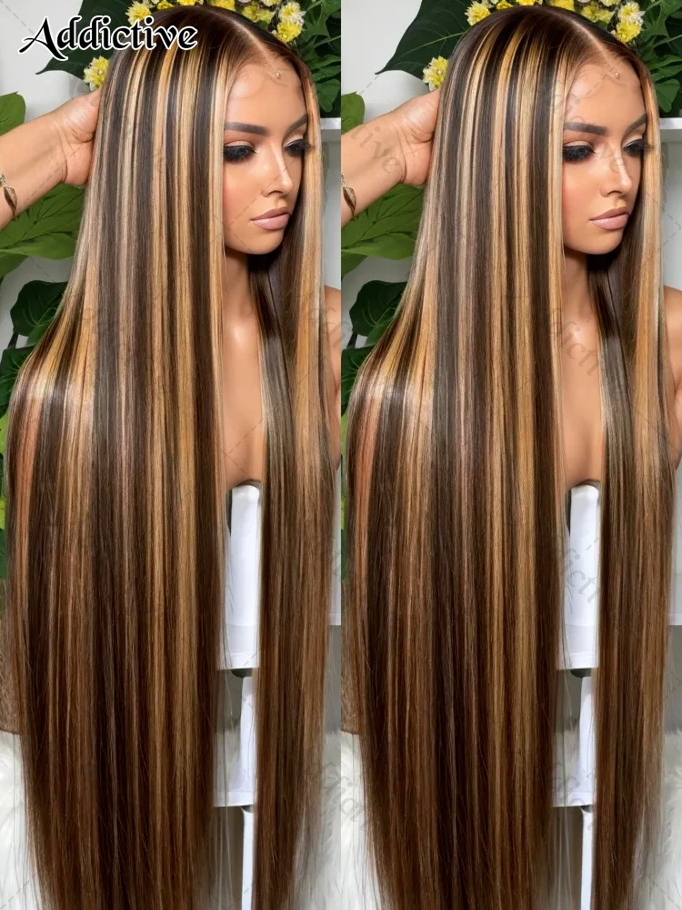 30 40 Inch 4/27 Highlight Ombre Bone Straight 13x4 HD Lace Front Human Hair Wig Brazilian Remy 13x6 Lace Frontal Wigs For Women