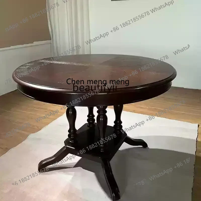 French antique folding dining table American solid wood walnut color retractable dining table and chairs