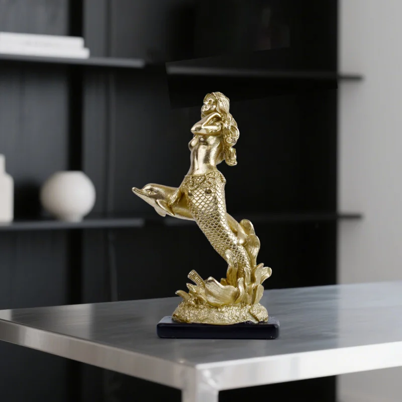 

Minimalist modern resin gold foil colored ocean series resin handicraft statue decorative items and ornaments
