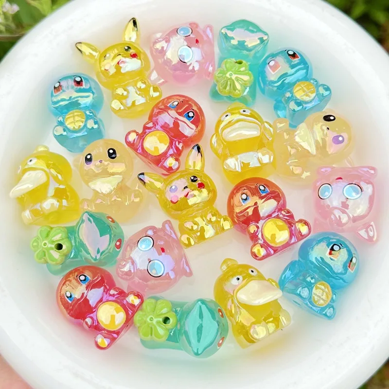 

20pcs New Pikachu through-hole beaded DIY mobile phone chain keychain beaded pen accessory material