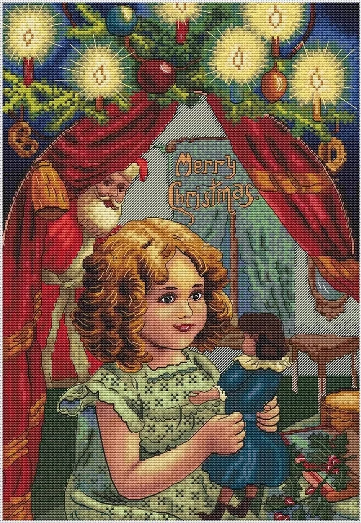 

Cross stitch Kit 14CT Canvas Cross Stitch Embroidery Set Craft -23-A Girl's Christmas Gift 35-46 Cross Stitch Set