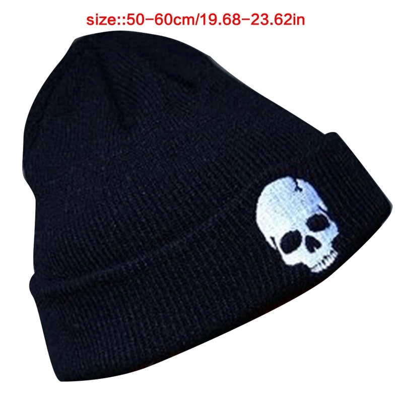Men Women Fashion Casual Knitted Hip Hop Hat Halloween Skull Prints Winter Punk Beanie Cap for Daily Street Wear Y2k Accessories