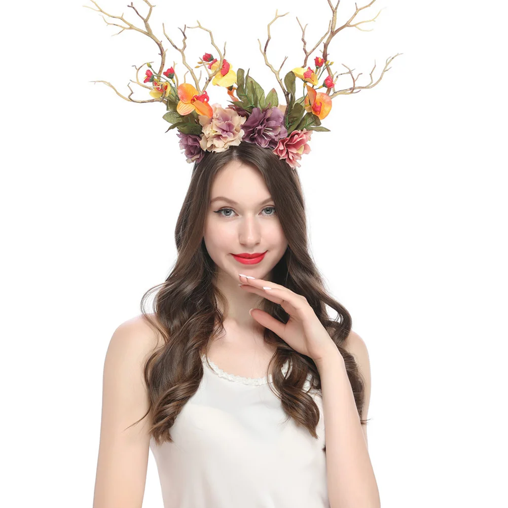 

1pc Simulation Branch Antler Headband Festive Party Hair Decor Photography Prop Deer Horn Headdress Eco-Friendly Durable Hair