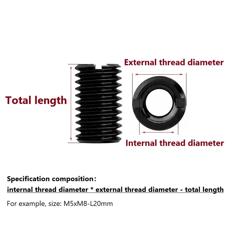 M3 M4 M5 M6 M8 M10 45# Steel Slotted Inside Outside Self Tapping Thread Insert Adapter Screw Nuts Sleeve Converter Nut
