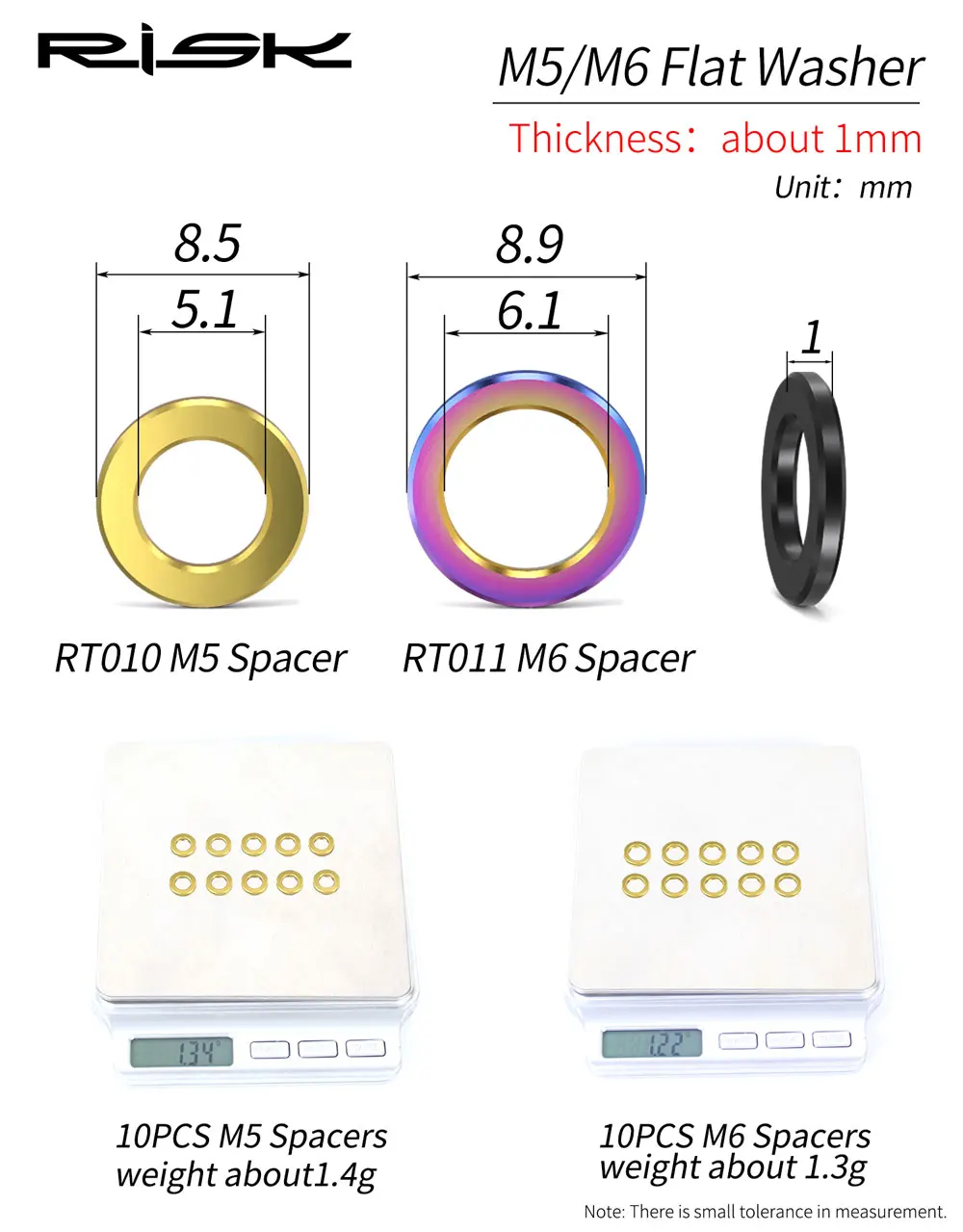10 stücke Fahrrad Titan Legierung Flache Unterlegscheibe Spacer Für M5 M6 Schrauben Schrauben Muttern Ring Anpassung Dichtung für disc Bremssattel – Detail 2