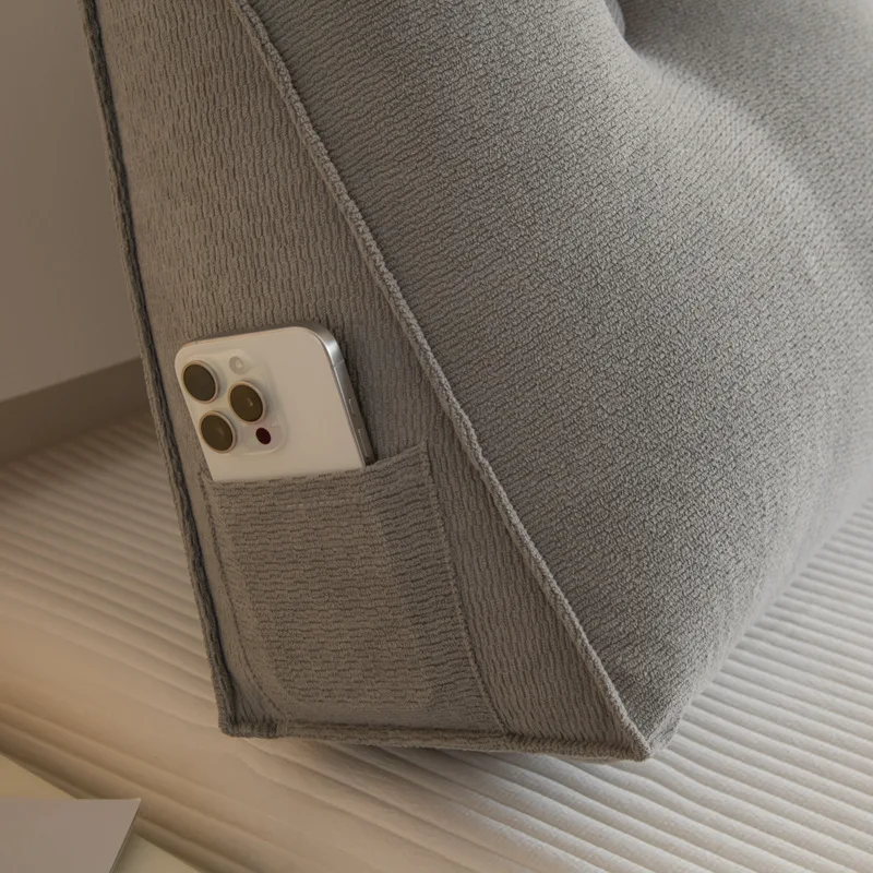 Customizable Home Triangulae Pillow Premium Slub Fleece Removable Zippered Cover Side Pocket Bed Headboard Sofa Backrest S