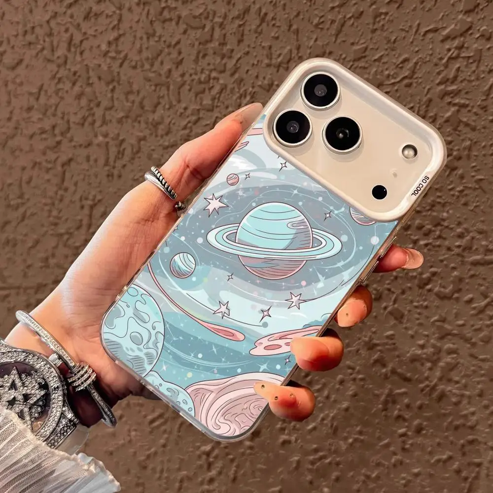 Чехол для телефона с рисунком синей планеты для iPhone 17, 16, 15, 14, 13, 12, 11 Pro/Max/Plus, противоударная задняя крышка с защитой от отпечатков пальцев