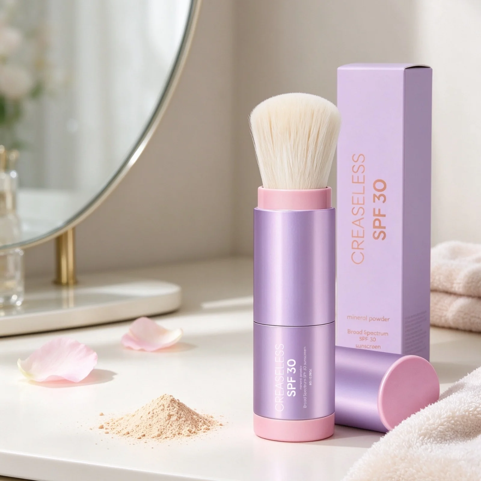 Mineral Powder Sunscreen Sweat Resistant Breathable Sun Sheer Lightweight Refreshing Gently Portable Sunscreen Brush Powder 8g