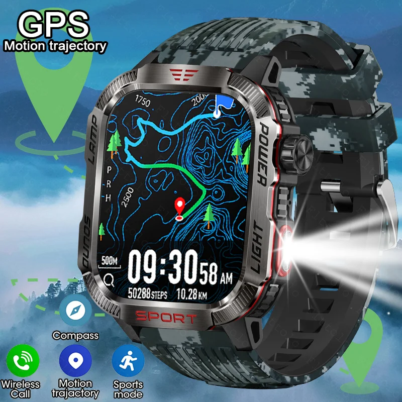 

For Huawei Sports Smart Watch Men 2.01" GPS Tracker Compass LED Flashlight 600mAh Battery Waterproof Bluetooth Call Smartwatch