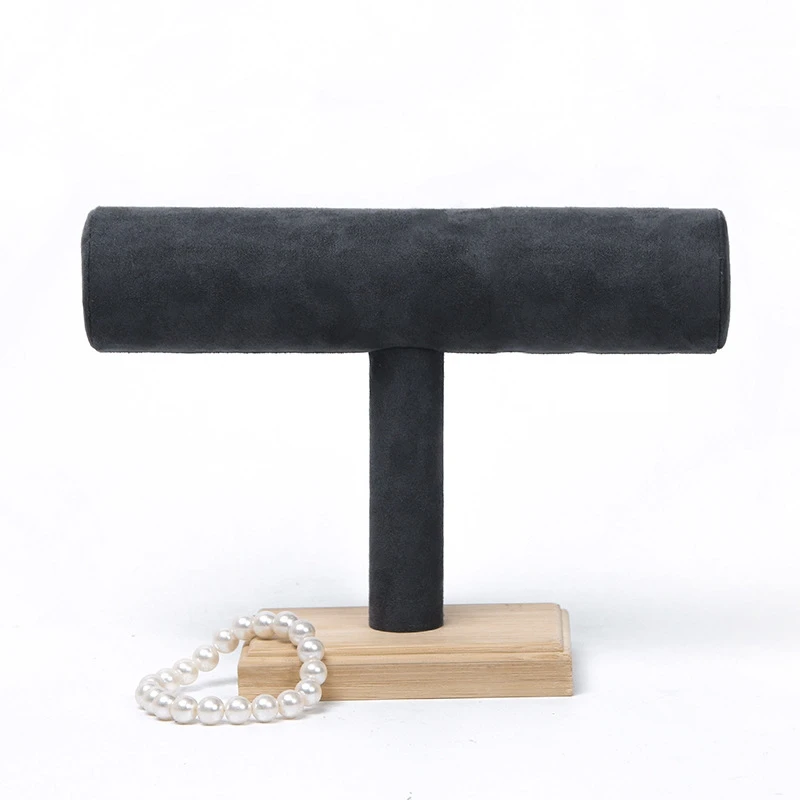 T-Förmigen Holz Basis Halskette Armband Schmuck Display Rack Uhr Schmuck Lagerung Rack Display Prop Schmuck Rack Dunkelgrau