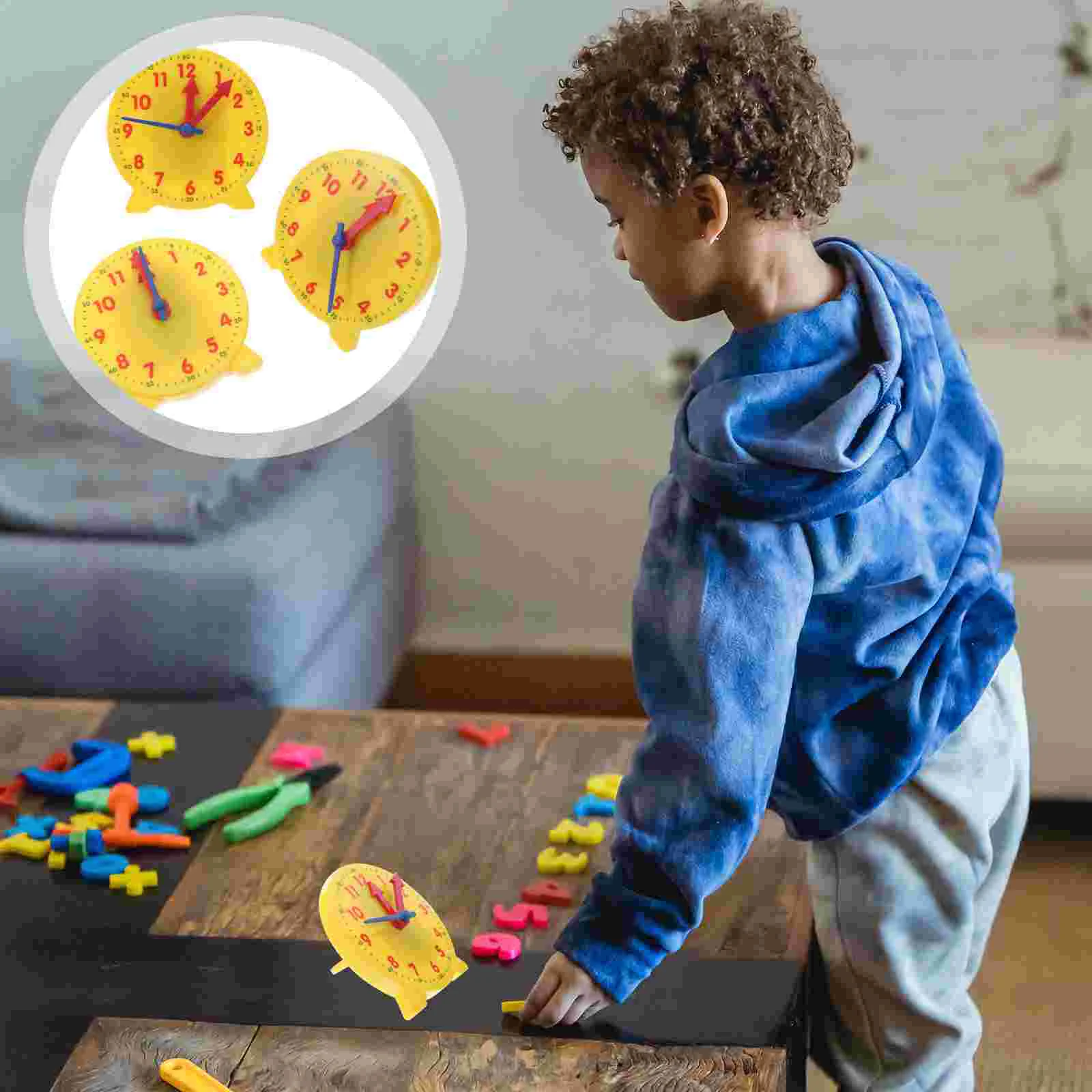 

3 Pcs Clock Model Teaching Aids Educational Toys Kids Tools 10cm Learning Plastic School Plaything Time Primary Models