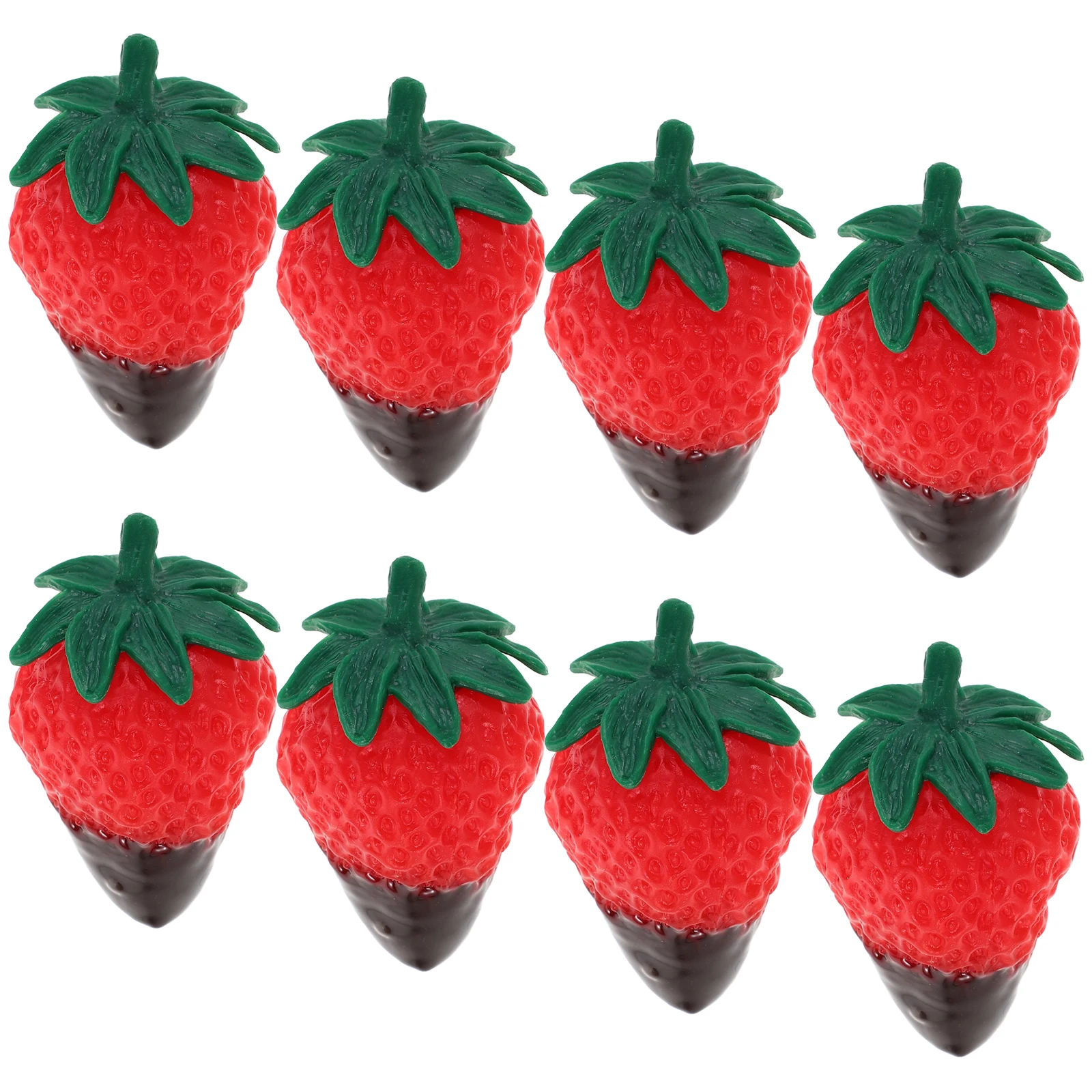 

8Pcs Simulation Strawberry Artificial Decorative Chocolate Dipped Fake Fruit Display Realistic Plastic Strawberries for Dessert