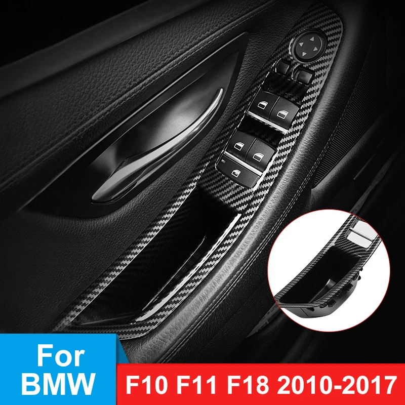 7Pcs Left Hand Drive For BMW 5 Series F10 F11 F18 10-17 Carbon Fiber Car Interior Inner Door Handle Panel Pull Trim Car Styling