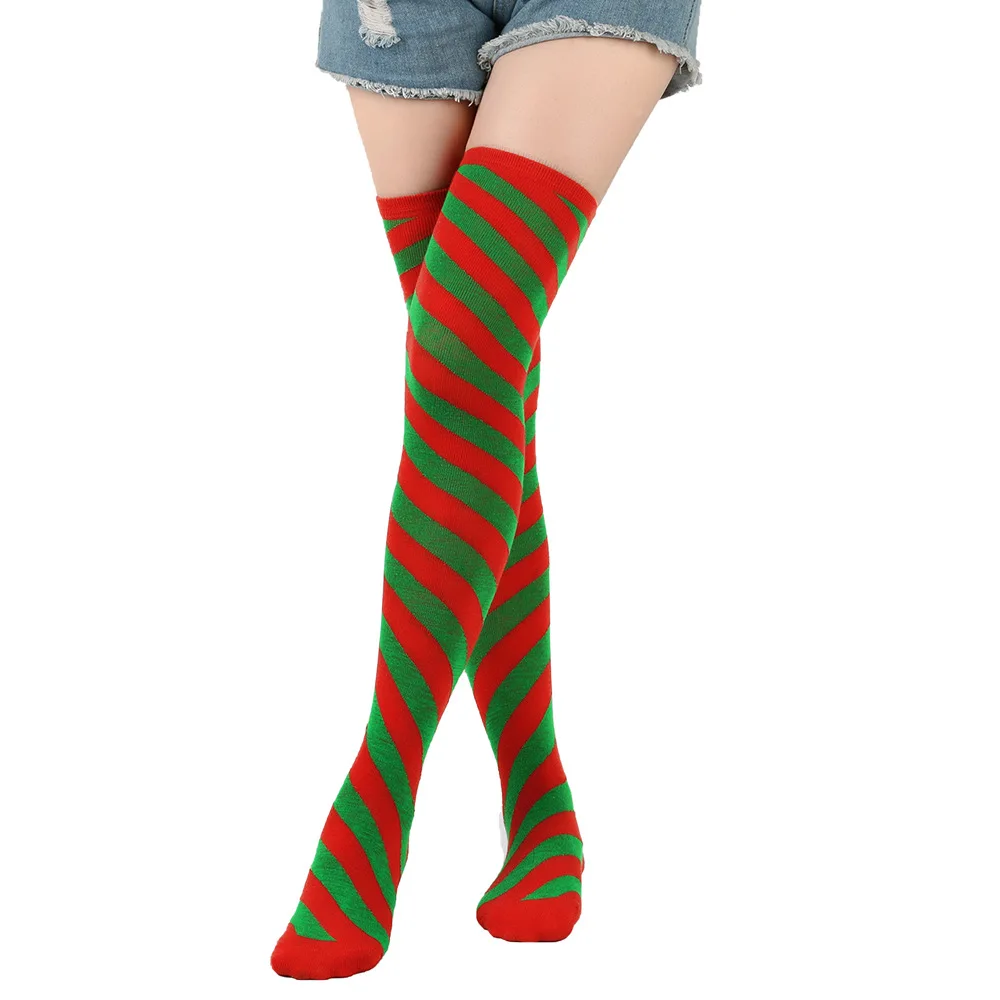 Sock Leisure Ankle Crew Fuzzy Striped Christmas Stockings Halloween knee-length Purple Women thigh-high Diagonal 3W128