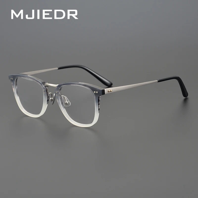 Titanium Alloy Men Business Square Classic Glasses Frame Acetate Eyeglasses Eyewear Anti Blue Light Prescription Optical Lens