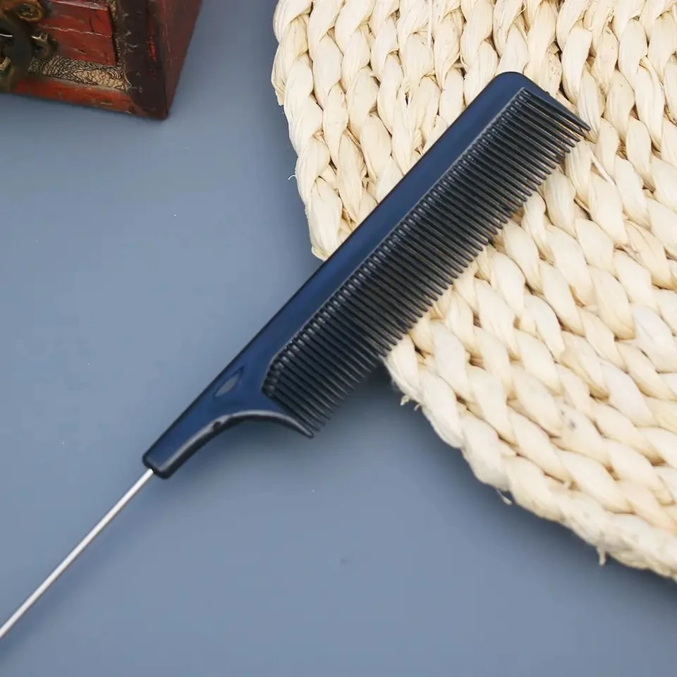 Professional Hair Tail Combs Stainless Steel Salon Cut Styling Comb Spiked Hair Care Styling Tools Barber Accessories Fine Teeth