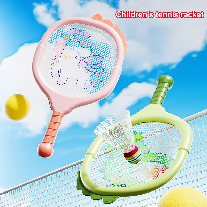

New Cartoon-style Children's Tennis Racket Set Entry-level 2 in 1 Badminton Racket Children's Outdoor Sports Racket Toy Gift