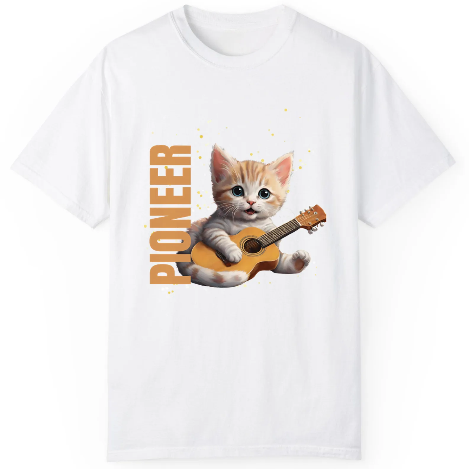 Baby Cat Playing Guitar Pioneer Day Funny Gift Mens And Womens T-Shirt