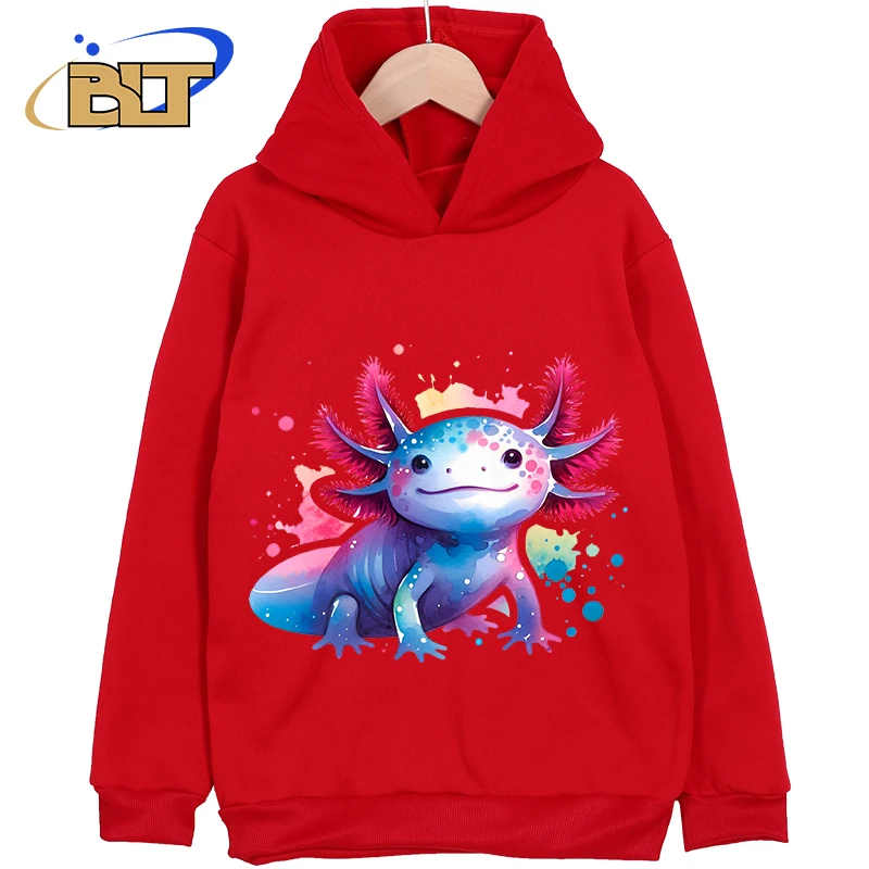 Axolotl Printed Children's Clothing Classic Sportswear Red New Children's Hoodie Suitable for Boys and Girls