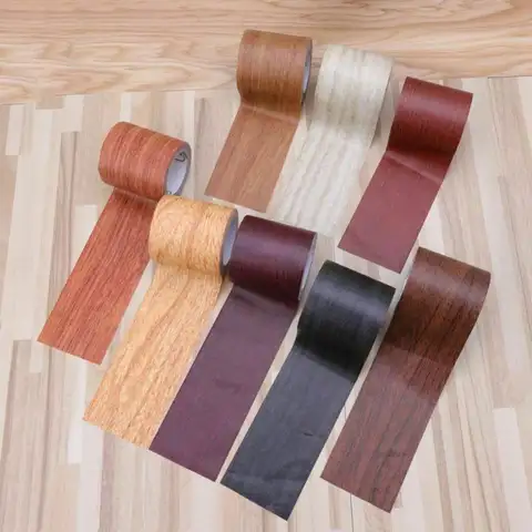 Auto-adesivo Wood Grain Móveis Repair Tape, decalques porta, impermeável, à prova de mofo, parede cintura linha, decoração home, DIY, 5m, rolo