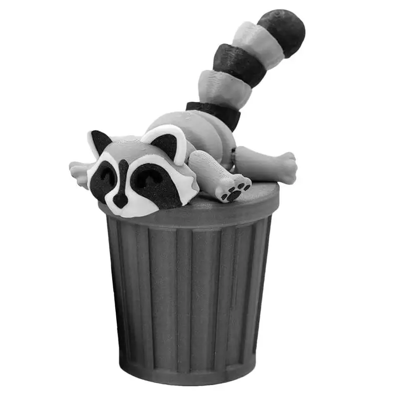 

Articulated Racoon With Trash Can Flexible And Fun Articulated Raccoon Fidget Toy Flexible Trash Panda Fun Fidget Toy In Black