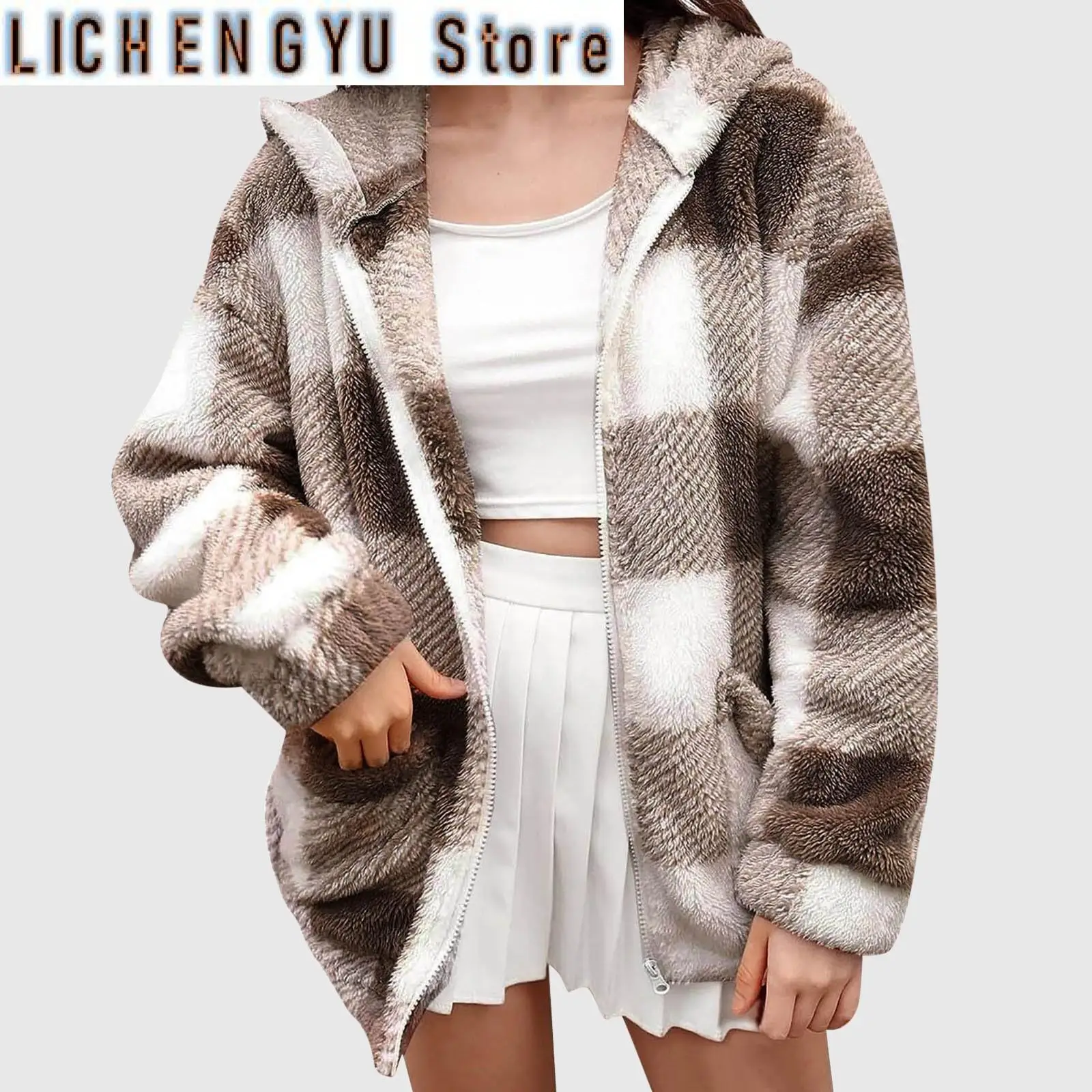 

Jackets For Women Winter A Stylish Winter Loose Casual Long Sleeve Hooded Jacket With Zipper Outerwear Chaquetas