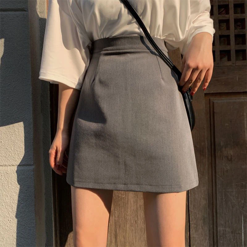 Skirts Women Solid Fashion Sexy High Waist Mini Teenagers Skirts Spring Autumn Casual A Line Charm Preppy Simple Design Skirts