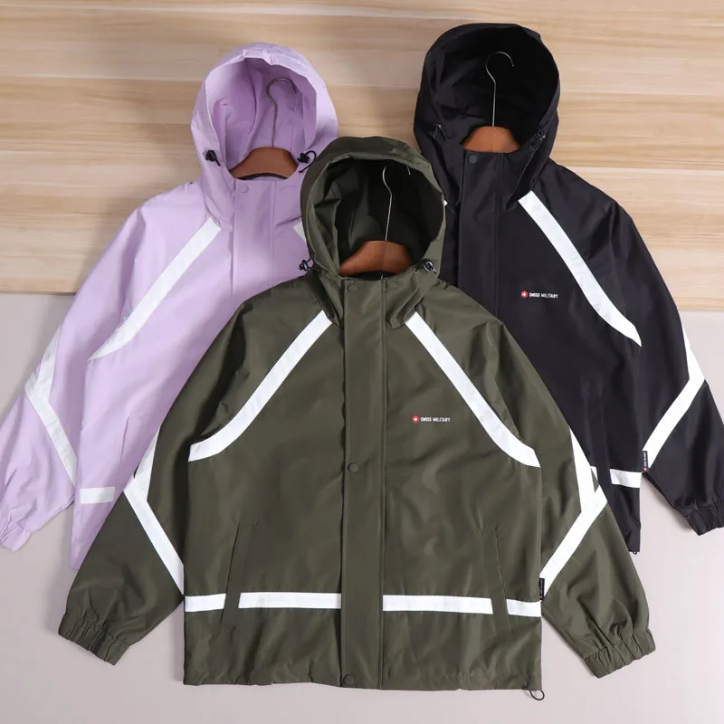 

Уличная ветрозащитная куртка с капюшоном, мужская куртка-стойка Long Sve из полиэфирного волокна, молодежная осенне-зимняя весенняя конструкция сращивания