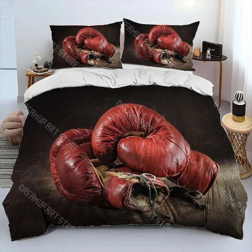 

3D Boxing Gloves Boxer Fight Comforter Bedding Set,Duvet Cover Bed Set Quilt Cover Pillowcase,King Queen Size Bedding Set Adult