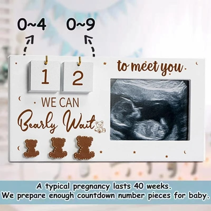 Photo Frame, Picture Frame with Baby Countdown Weeks Newborns Announcement Display for Expecting Parents G2TD