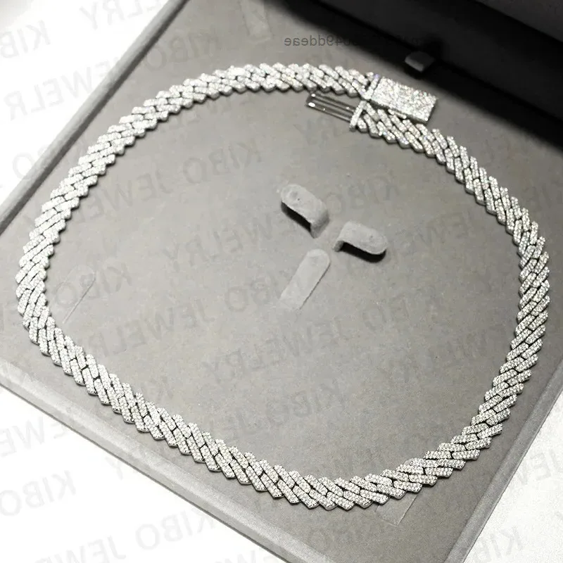

8mm 10mm 925 Sterling Silver Iced Out Moissanite Cuban Link Chain for Men Women Hip Hop Jewelry