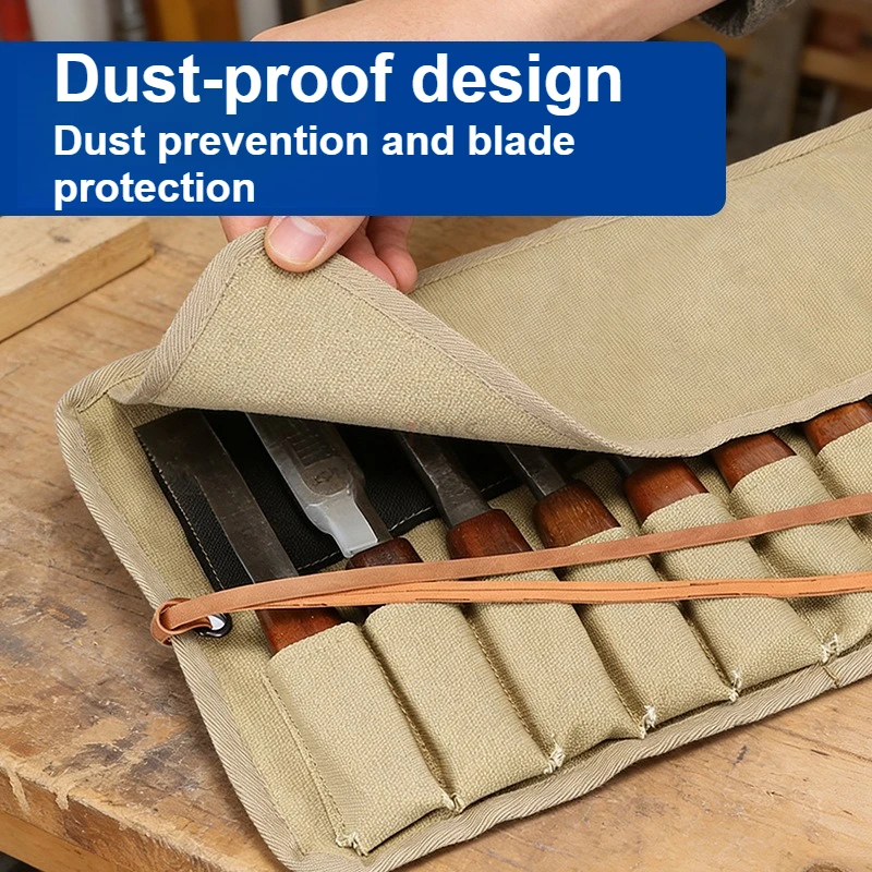 

8-grid Roll Storage Bag 9-piece Carving Knife Set Large Capacity Portable Carving Knife Wrench Screwdriver Special Easy Carrying