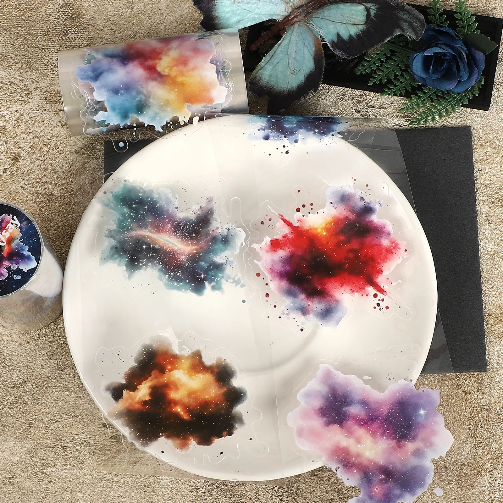 80mm*200cm Vintage Colorful Smudge Landscape PET Tape Creative DIY Journal Material Collage Scrapbooking Stationery