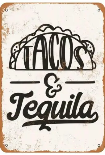 Metal Plate Sign Taco & Tequila Funny Alcohol Shot Bar Pub Decor Club Decal Wall sign