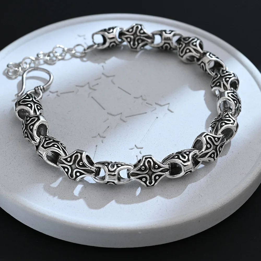 New Arrival 100% 925 Sterling Silver Vintage Punk Cross Female Beads Chain Bracelet Promotion Jewelry Gifts No Fade